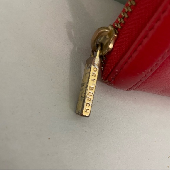 Tory Burch Leather Wallet Red Full Zip Clutch - Picture 2 of 10